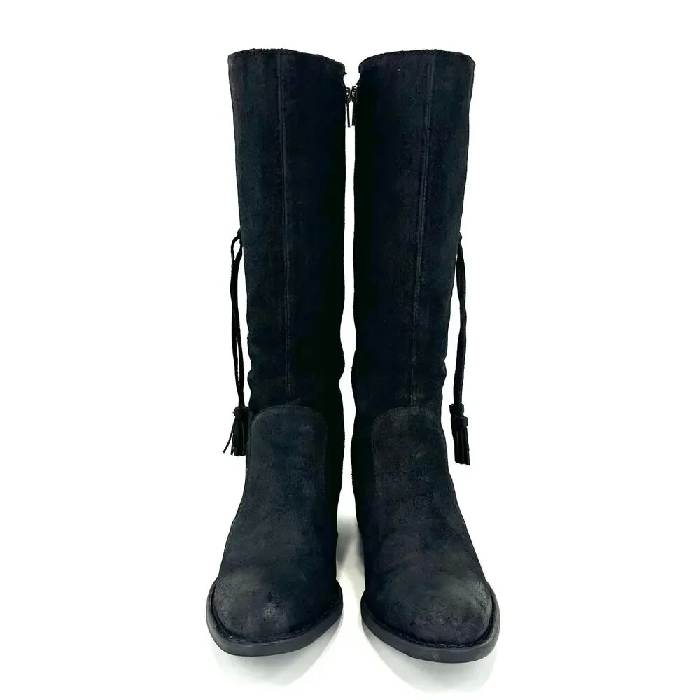 Born Women Mid-Calf Riding/Western Boot Size 9M Black Leather Knee-High Bootie